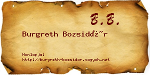 Burgreth Bozsidár névjegykártya